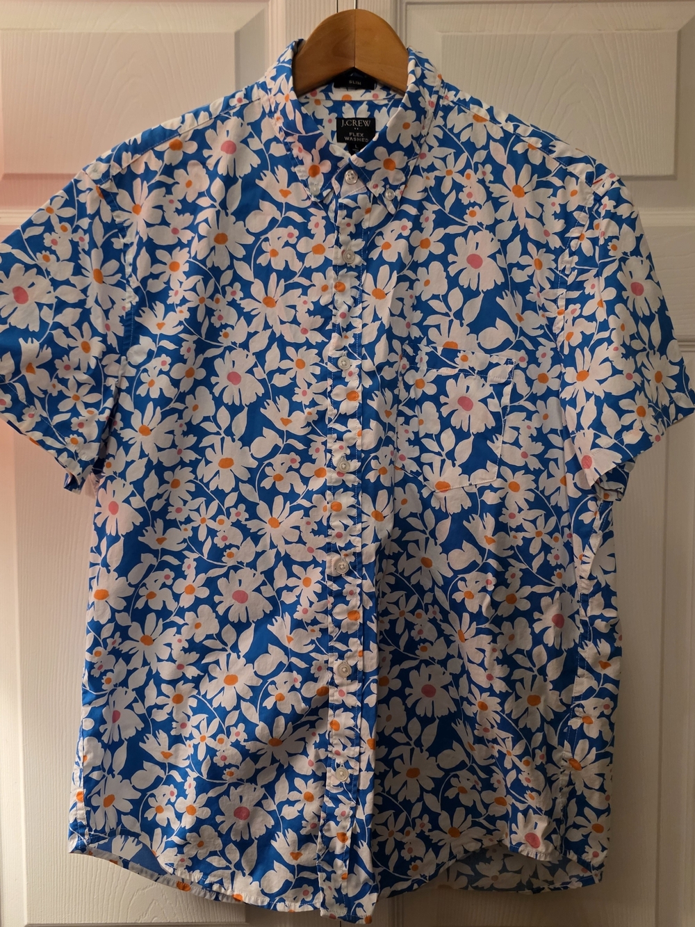 J. Crew Blue Floral Short-Sleeve Button-Down Shirt